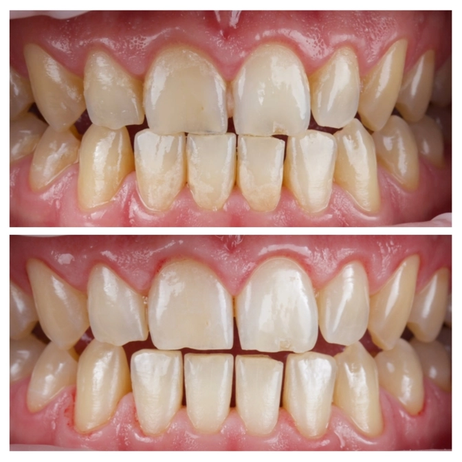 Профессиональная гигиена полости рта у взрослого. До/После 